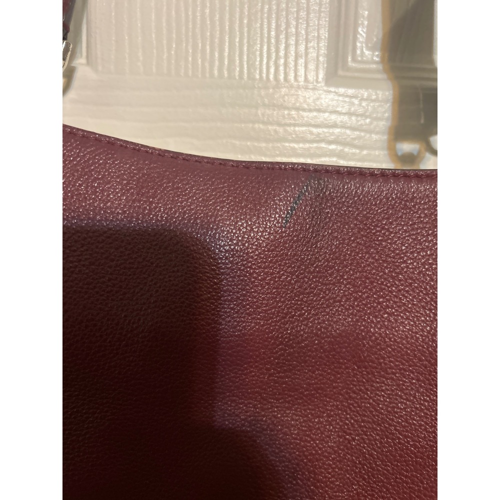 Kate Spade New York Pebbled Leather Shoulder Bag Burgundy Maroon Tote - Picture 3 of 11